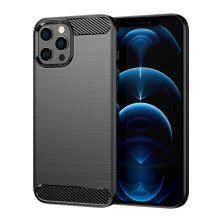 Funda para Apple iPhone 12 Pro Max Carcasa Silicona Fibra de Carbono Elástica Antigolpes