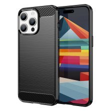 Funda para Apple iPhone 15 Pro Max Carcasa Silicona Fibra de Carbono Elástica Antigolpes