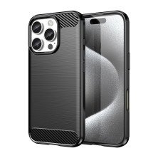 Funda para Apple iPhone 16 Pro Carcasa Silicona Fibra de Carbono Elástica Antigolpes