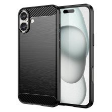 Funda para Apple iPhone 16 Plus Carcasa Silicona Fibra de Carbono Elástica Antigolpes