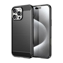 Funda para Apple iPhone 16 Pro Max Carcasa Silicona Fibra de Carbono Elástica Antigolpes