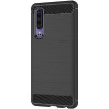 Funda para Huawei P30 Carcasa Silicona Fibra de Carbono Elástica Antigolpes