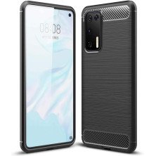 Funda para Huawei P40 Carcasa Silicona Fibra de Carbono Elástica Antigolpes