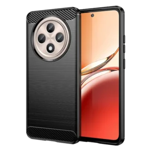 Funda para Oppo Reno 12F Carcasa Silicona Fibra de Carbono Elástica Antigolpes