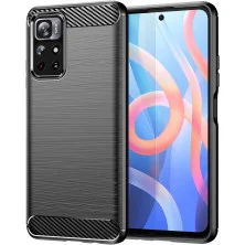 Funda para Xiaomi Poco M4 Pro Carcasa Silicona Fibra de Carbono Elástica Antigolpes