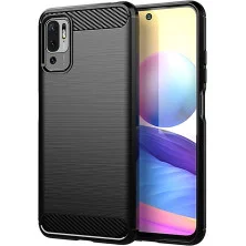 Funda para Xiaomi Redmi Note 10 5G/Poco M3 Pro 5G Carcasa Silicona Fibra de Carbono Elástica Antigolpes